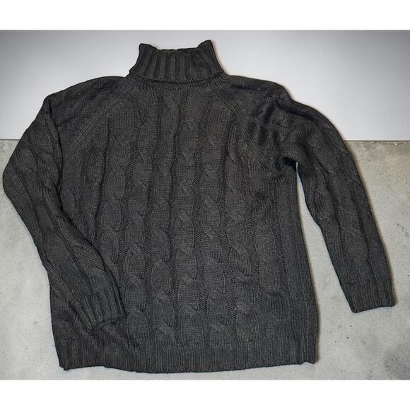 Black Cable Knit Turtleneck Sweater - Picture 5 of 7